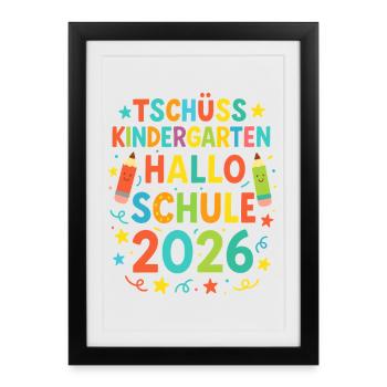 Adieu Maternelle Bonjour Inscription 2026 - Affiche encadrée (27 × 37 cm) - noir - Devant