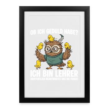 Teacher Owl Have Patience - Teacher - Framed poster (27 × 37 cm) - black - Front
