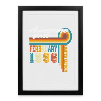 Février 1996 Vintage Born Birthday Rétro - Affiche encadrée (27 × 37 cm) - noir - Devant