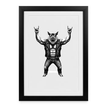 Rocker Wild Boar Metal Heavy Metal Hard Rock - Framed poster (27 × 37 cm) - black - Front