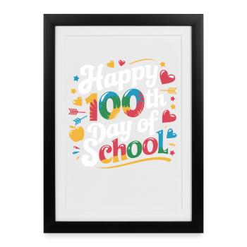Centième jour de conception scolaire - Affiche encadrée (27 × 37 cm) - noir - Devant