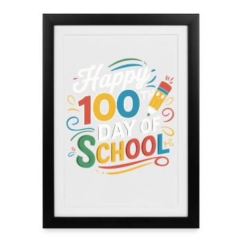 Jubilé du 100e jour de l’école - Affiche encadrée (27 × 37 cm) - noir - Devant