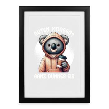 Bonjour, très mince koala à glace, endormis - Affiche encadrée (27 × 37 cm) - noir - Devant