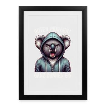 Bonjour, très mince koala à glace, endormis - Affiche encadrée (27 × 37 cm) - noir - Devant