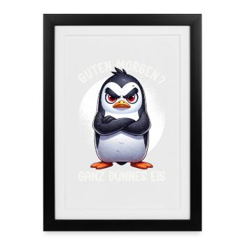 Bonjour, manchots de glace très minces, les endormis - Affiche encadrée (27 × 37 cm) - noir - Devant