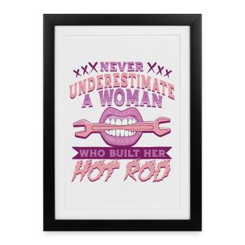 Femmes Sammler Oldtimer avec Hot Rod - Affiche encadrée (27 × 37 cm) - noir - Devant