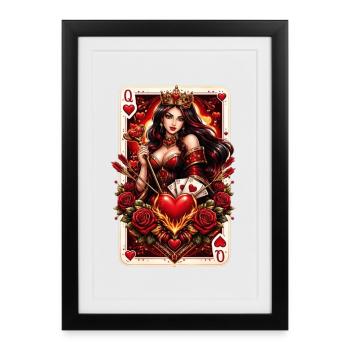 Playing Card Queen of Hearts Couple Valentine's Day No. 2 - Framed poster (27 × 37 cm) - black - Front