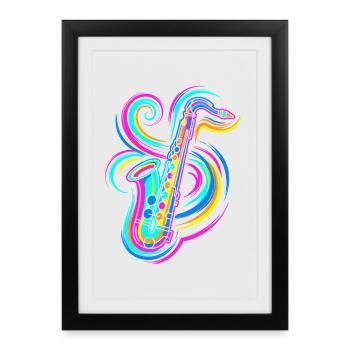 Saxophone - Framed poster (27 × 37 cm) - black - Front
