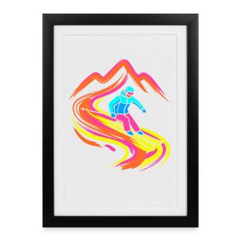Skier - Framed poster (27 × 37 cm) - black - Front