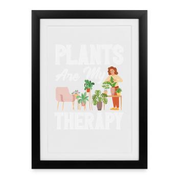 Amoureux des plantes, les plantes sont ma thérapie - Affiche encadrée (27 × 37 cm) - noir - Devant
