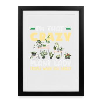 Amante des plantes Femme Plante Plantes drôles - Affiche encadrée (27 × 37 cm) - noir - Devant