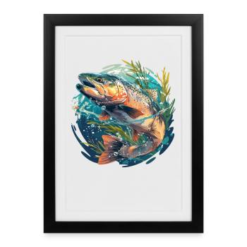 Saumon Saumon - Affiche encadrée (27 × 37 cm) - noir - Devant
