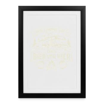 Camping | Beer before four - Framed poster (27 × 37 cm) - black - Front