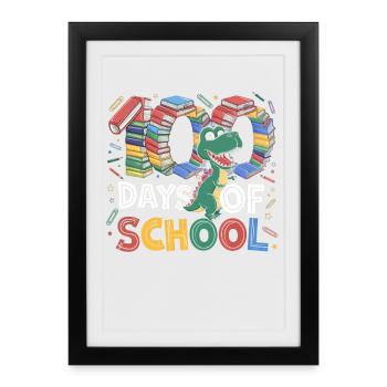 Journées amusantes d’apprentissage de Dino à l’école - Affiche encadrée (27 × 37 cm) - noir - Devant