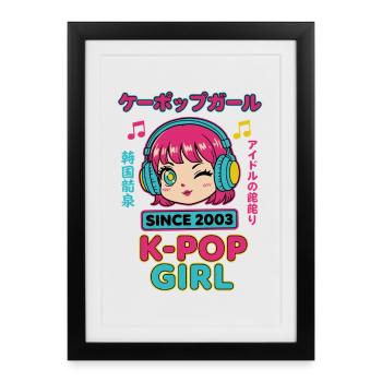 Depuis 2003, K-Pop Girl Musique coréenne Anime mignon - Affiche encadrée (27 × 37 cm) - noir - Devant