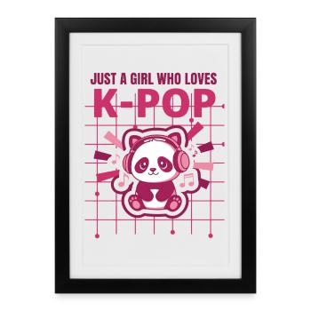 Juste une fille qui adore la musique coréenne mignonne de la K-pop - Affiche encadrée (27 × 37 cm) - noir - Devant