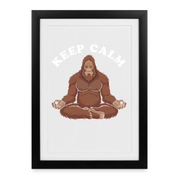 Méditation de l’orang-outan : Restez calme - Affiche encadrée (27 × 37 cm) - noir - Devant