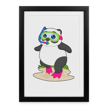 Plongée en apnéa Panda Diver - Affiche encadrée (27 × 37 cm) - noir - Devant