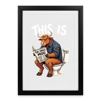 This Is Bull - Funny Bull On Toilet Graphic - Framed poster (27 × 37 cm) - black - Front
