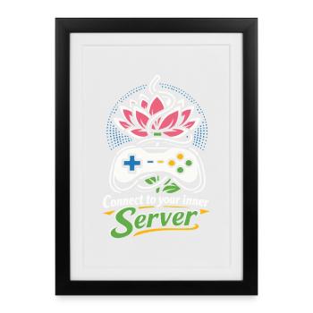 Connect to your inner Server - Gamer Yoga - Framed poster (27 × 37 cm) - black - Front