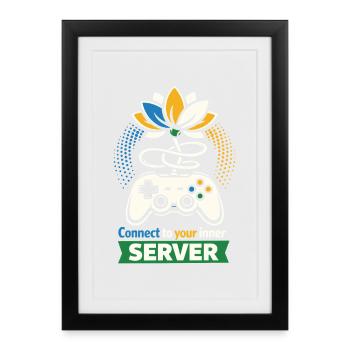 Connect to your inner Server - Gamer Yoga - Framed poster (27 × 37 cm) - black - Front