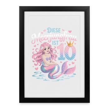 Cette sirène a 10 ans de fille 10 ans - Affiche encadrée (27 × 37 cm) - noir - Devant