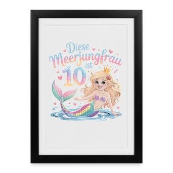 Cette sirène a 10 ans de fille 10 ans - Affiche encadrée (27 × 37 cm) - noir - Devant