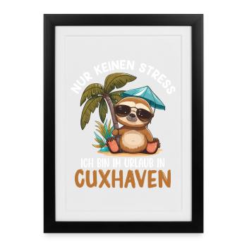 Vacances en mer du Nord PAS DE STRESS JE SUIS EN VACANCES À - Affiche encadrée (27 × 37 cm) - noir - Devant