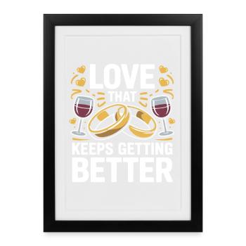 Couple marié anniversaire 2026 Mari Femme - Affiche encadrée (27 × 37 cm) - noir - Devant
