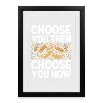 Couple marié anniversaire 2026 Mari Femme - Affiche encadrée (27 × 37 cm) - noir - Devant