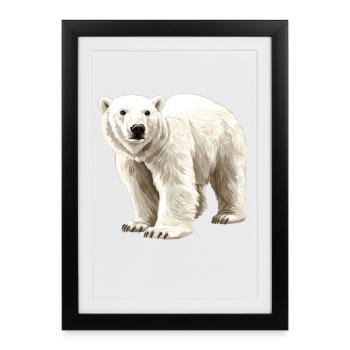 Illustration de l’ours polaire en blanc pur - Affiche encadrée (27 × 37 cm) - noir - Devant