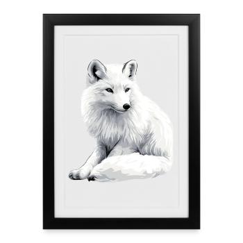 Snow fox - Framed poster (27 × 37 cm) - black - Front