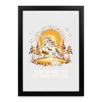 Trop rare | Une fois | Licorne | Œuvre unique - Affiche encadrée (27 × 37 cm) - noir - Devant