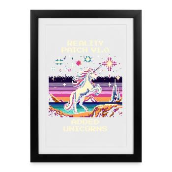 Reality Patch 1.0 | Unicorns added - Framed poster (27 × 37 cm) - black - Front