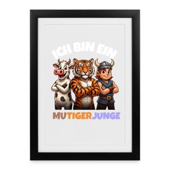 Mu tiger Junge und Tierfreunde - Gerahmtes Poster (27 × 37 cm) - Schwarz - Vorne