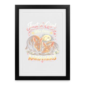 Just a Girl Who Loves Aardvarks - Framed poster (27 × 37 cm) - black - Front