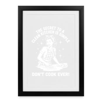 Vraie ironie : design rétro de cuisine propre - Affiche encadrée (27 × 37 cm) - noir - Devant