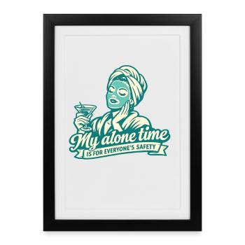 Quality time Self Care Women Relaxed & Fun - Framed poster (27 × 37 cm) - black - Front