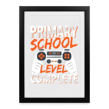 Dernier jour de remise des diplômes de l’école primaire 2026 Gamer - Affiche encadrée (27 × 37 cm) - noir - Devant
