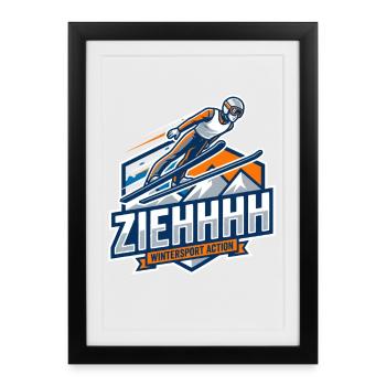 Ziehhhh ski jumping flight through the stadium - Framed poster (27 × 37 cm) - black - Front
