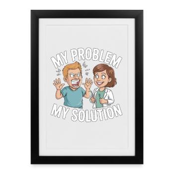 Dentiste pédiatrique mon problème Ma maman Pictogramme Papa - Affiche encadrée (27 × 37 cm) - noir - Devant