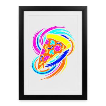 Tranche de pizza - Affiche encadrée (27 × 37 cm) - noir - Devant