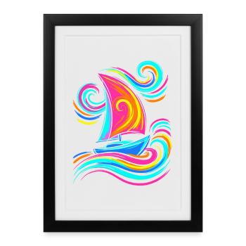 Voilier - Affiche encadrée (27 × 37 cm) - noir - Devant