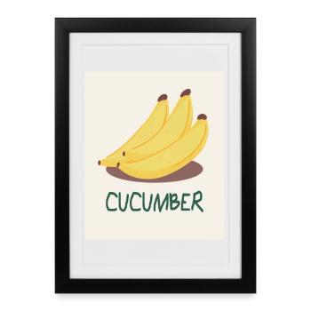 Concombre Banana – Jeu de mots amusant - Affiche encadrée (27 × 37 cm) - noir - Devant
