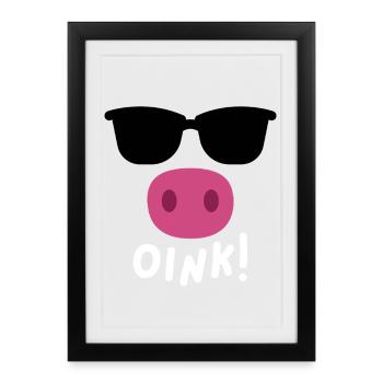 Oink Piggy Cute Costume Design - Framed poster (27 × 37 cm) - black - Front