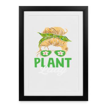 Amatrice des plantes Lady Love Plante succulente - Affiche encadrée (27 × 37 cm) - noir - Devant
