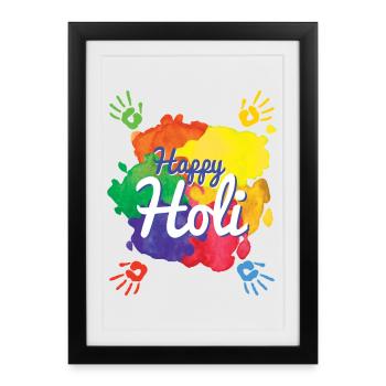 Happy Holi Holiday Indian Hindu Holi Festival - Framed poster (27 × 37 cm) - black - Front