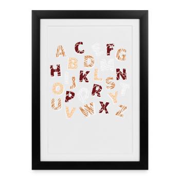 Safari Africa Serengeti Wildlife Savannah Letter - Affiche encadrée (27 × 37 cm) - noir - Devant