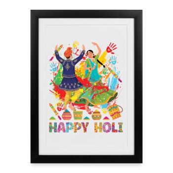 Festival Of Colors Holi Holiday Hindu Indian - Framed poster (27 × 37 cm) - black - Front
