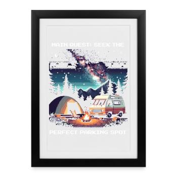 Looking for the perfect pitch | Van Life Quest - Framed poster (27 × 37 cm) - black - Front